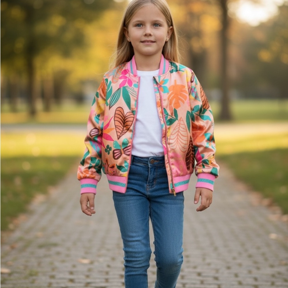 H&M Pink Floral Bomber Jacket for Kids
